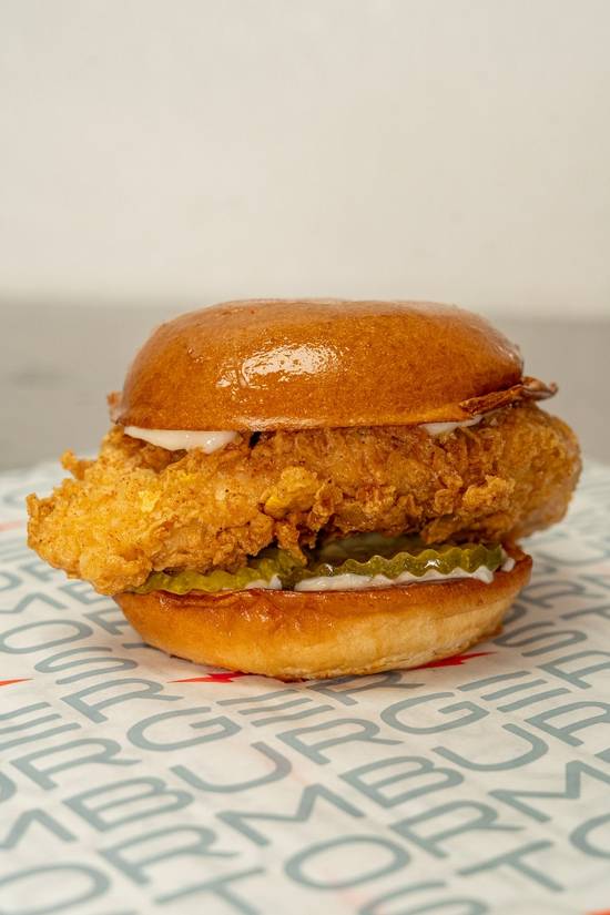Chicken Sandwich at StormBurger — Fresh buns, mayo, all-natural hand-breaded chicken, pickles