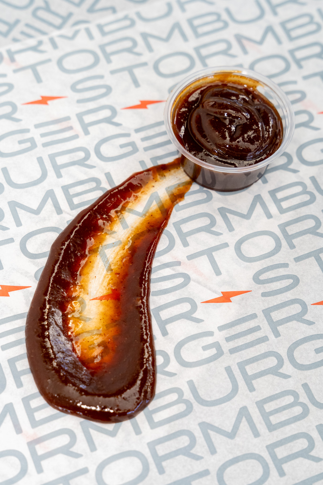 House BBQ sauce cup at StormBurger in Inglewood and Long Beach