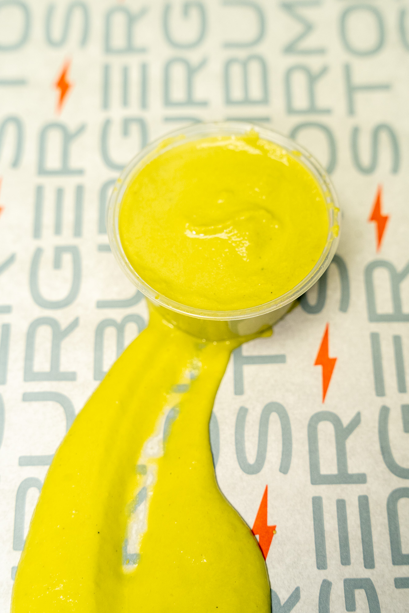 Homemade avocado crema sauce at StormBurger in Inglewood and Long Beach