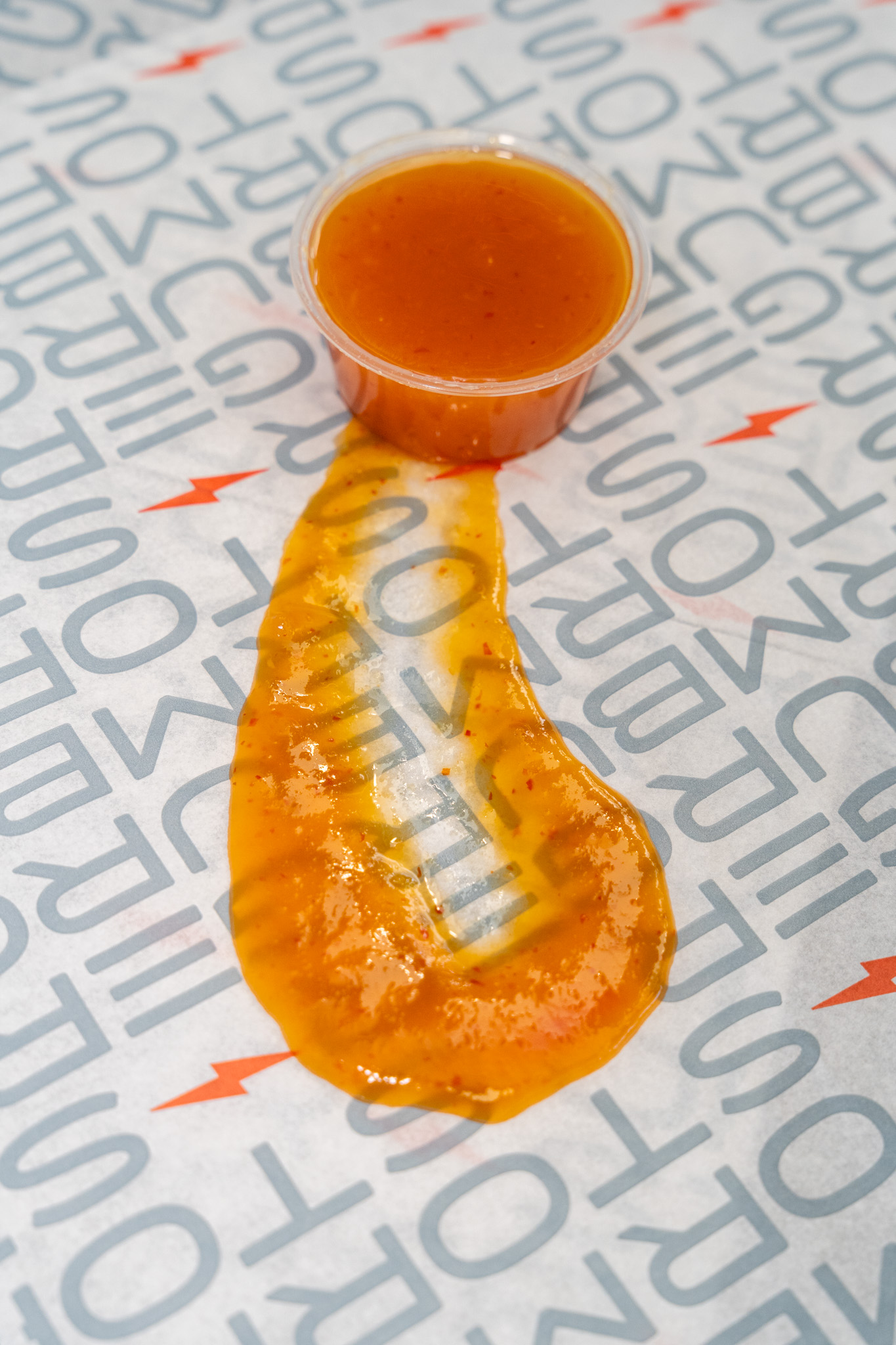 Thunder apricot habanero sauce at StormBurger in Inglewood and Long Beach